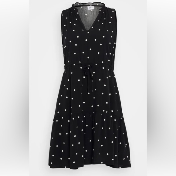 New GAP Viscose Polka Dot Coquette Dress Black & White XL Picnic - Picture 2 of 14